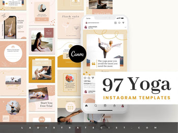 97 Done-for-You Neutral Yoga Instagram Posts Canva Templates