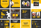 97 Done-for-You Black and Yellow Fitness Instagram Posts Canva Templates
