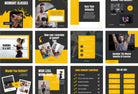 97 Done-for-You Black and Yellow Fitness Instagram Posts Canva Templates
