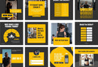 97 Done-for-You Black and Yellow Fitness Instagram Posts Canva Templates