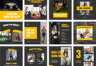 97 Done-for-You Black and Yellow Fitness Instagram Posts Canva Templates