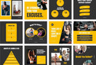 97 Done-for-You Black and Yellow Fitness Instagram Posts Canva Templates