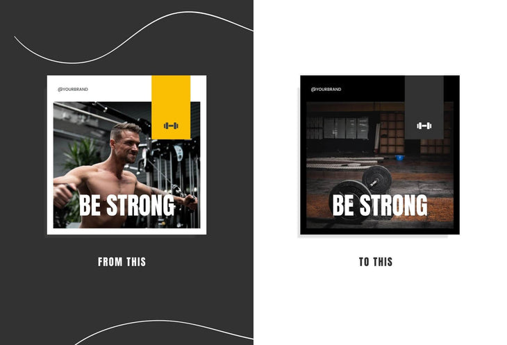 97 Done-for-You Black and Yellow Fitness Instagram Posts Canva Templates
