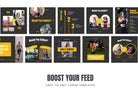 97 Done-for-You Black and Yellow Fitness Instagram Posts Canva Templates
