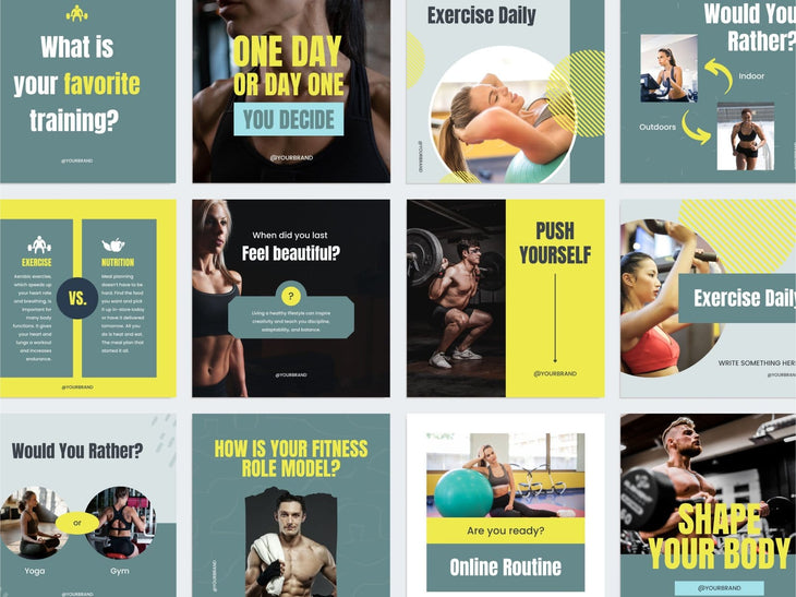 97 Done-for-You Template Fitness Canva Bundle