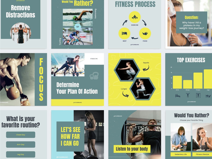 97 Done-for-You Template Fitness Canva Bundle