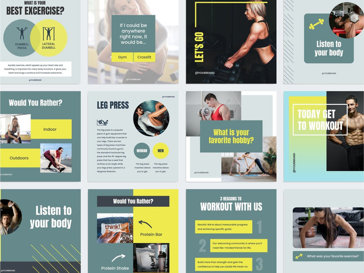 97 Done-for-You Template Fitness Canva Bundle