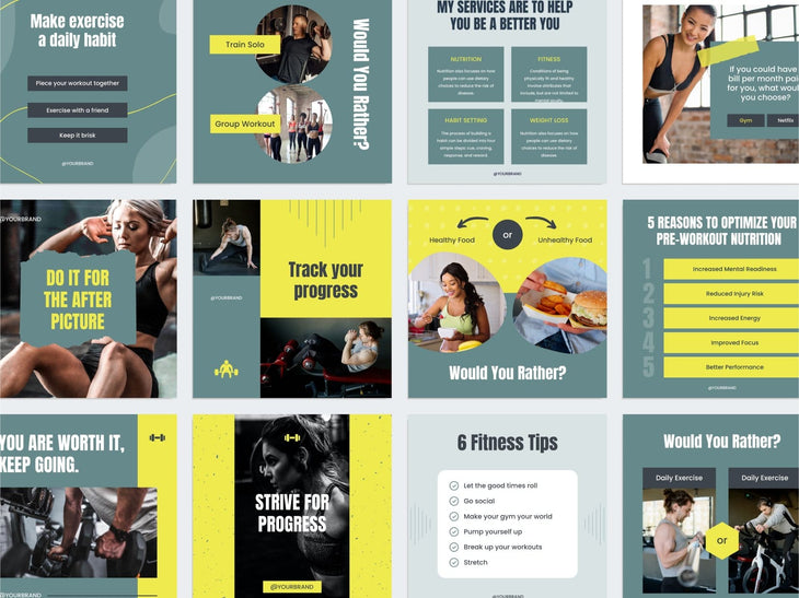 97 Done-for-You Template Fitness Canva Bundle