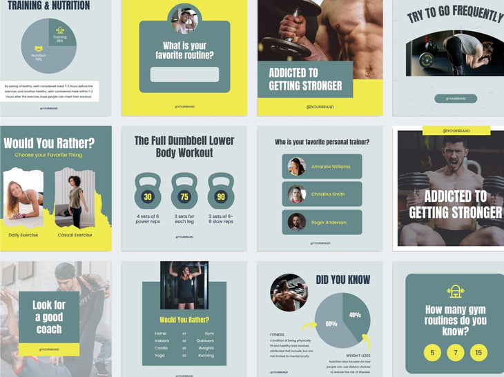 97 Done-for-You Template Fitness Canva Bundle