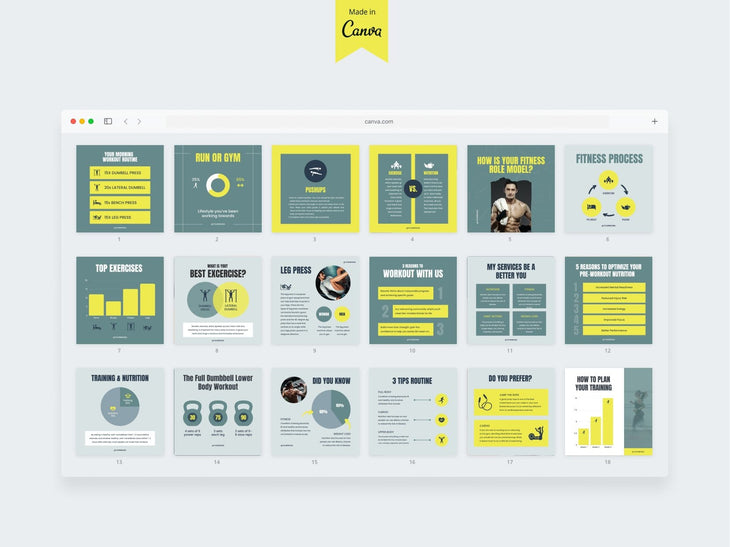 97 Done-for-You Template Fitness Canva Bundle