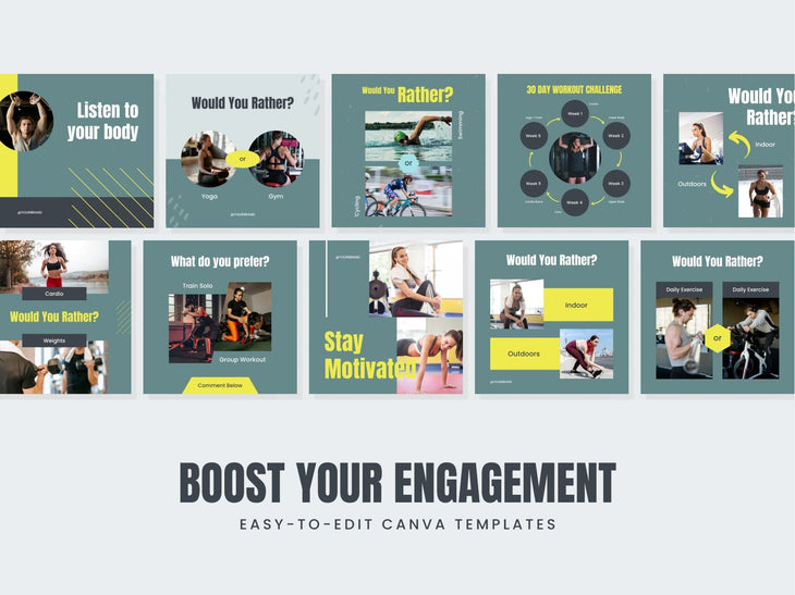 97 Done-for-You Template Fitness Canva Bundle
