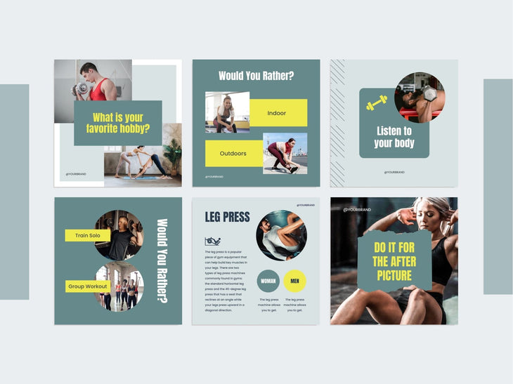 97 Done-for-You Template Fitness Canva Bundle