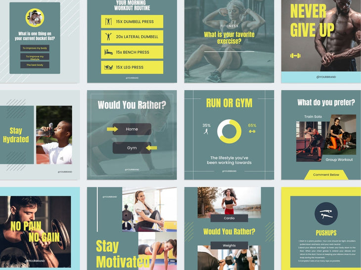 97 Done-for-You Template Fitness Canva Bundle