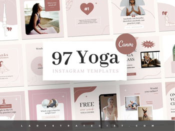 97 Yoga Social Media Canva Templates Bundle Rose