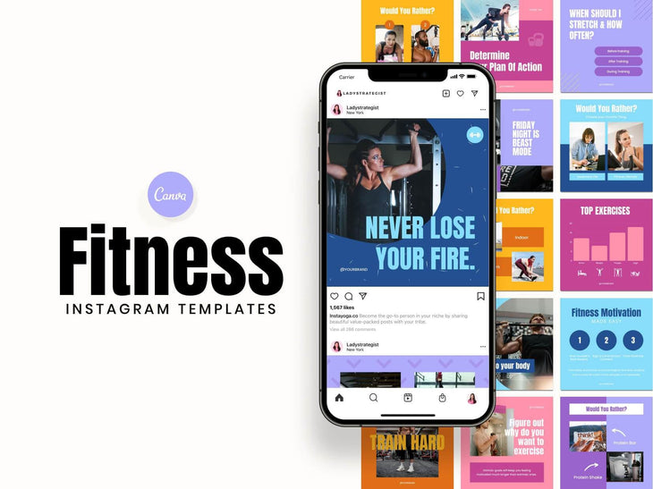 97 Done-for-You Trend Fitness Instagram Posts Canva Templates