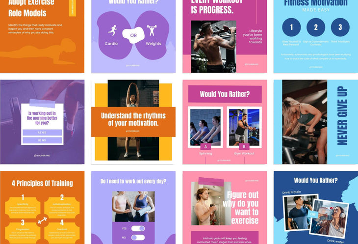 97 Done-for-You Trend Fitness Instagram Posts Canva Templates