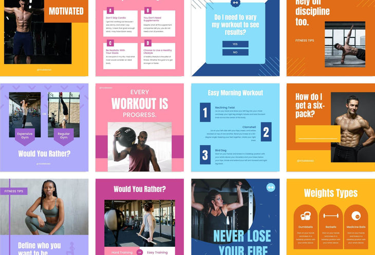 97 Done-for-You Trend Fitness Instagram Posts Canva Templates