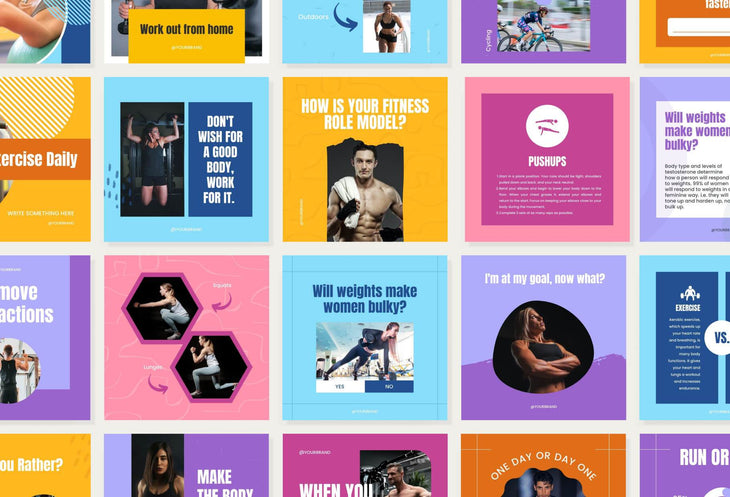 97 Done-for-You Trend Fitness Instagram Posts Canva Templates