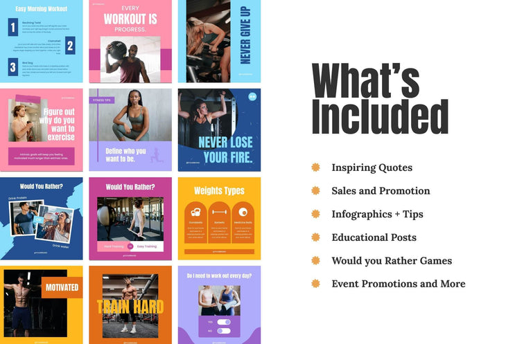 97 Done-for-You Trend Fitness Instagram Posts Canva Templates