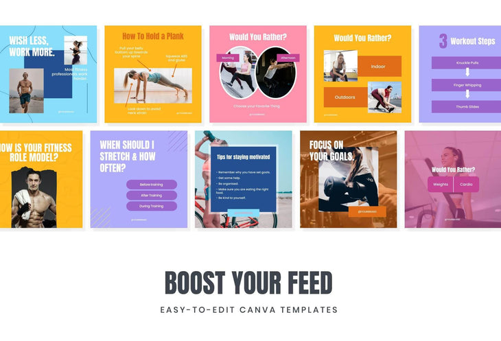 97 Done-for-You Trend Fitness Instagram Posts Canva Templates