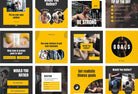97 Done-for-You Black and Yellow Fitness Instagram Posts Canva Templates