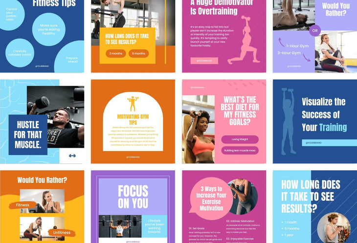 97 Done-for-You Trend Fitness Instagram Posts Canva Templates