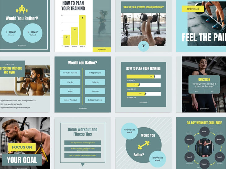 97 Done-for-You Template Fitness Canva Bundle
