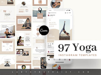 97 Done-for-You Elegant Yoga Instagram Posts Canva Templates